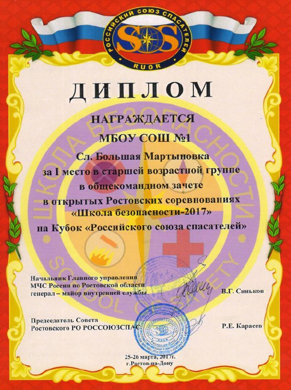 Грамота Мартыновского района